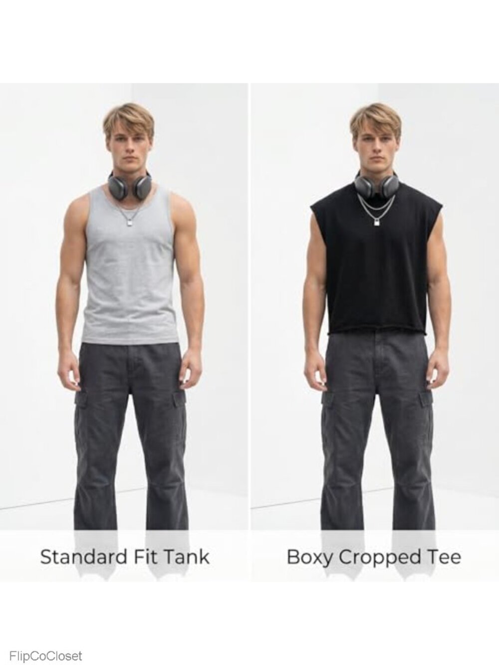 Men's Cropped Boxy 320GSM French Terry Sleeveless Tee Raw Hem Streetwear - Picture 4 of 6